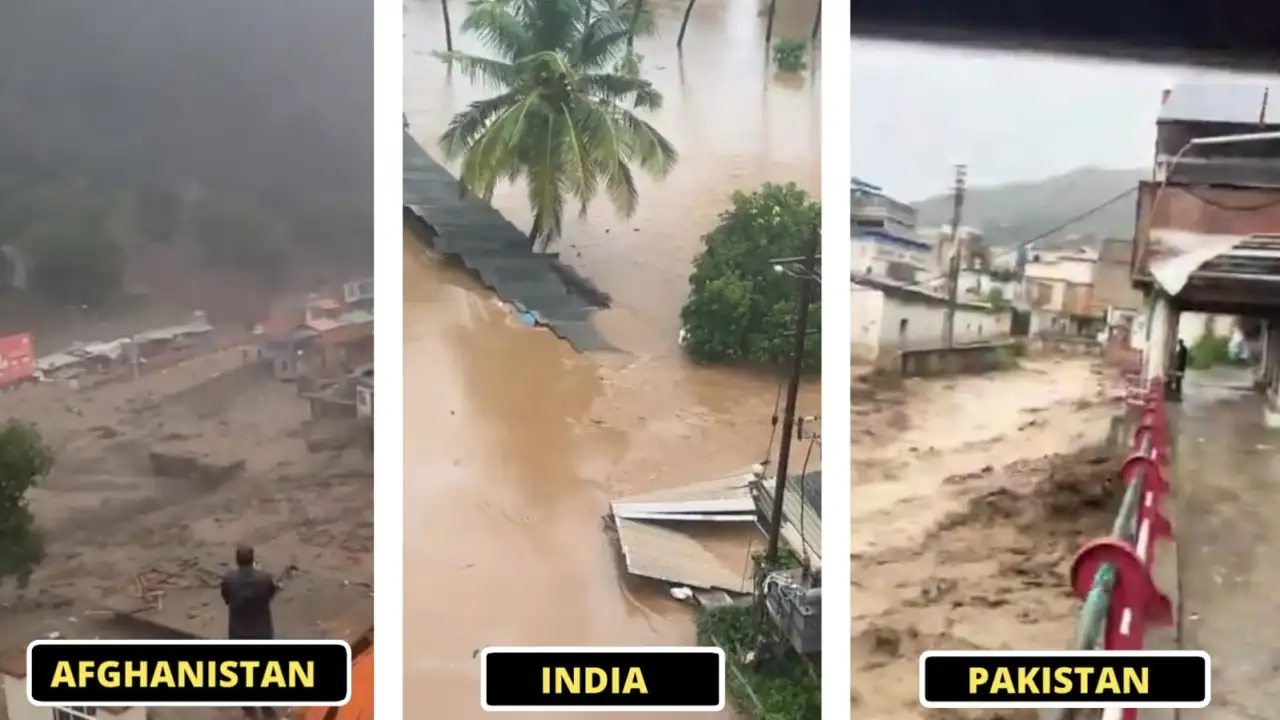 Image Collage of Floods in India, Pakistan, and Afghanistan