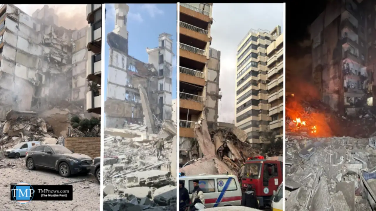 Image created by TMP Staff showing a barbaric bombing by Israel in Lebanon.